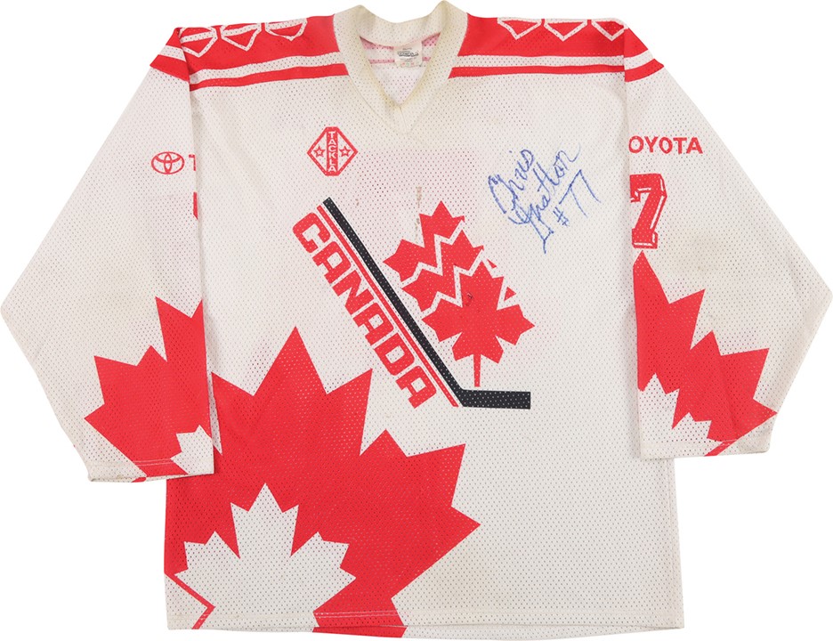 - 1993 Chris Gratton Team Canada World Junior Championships Signed Game Worn Jersey - Gold Medal Year