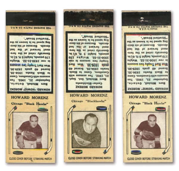 Hockey - 1930’s Howie Morenz Matchbook Covers (3)