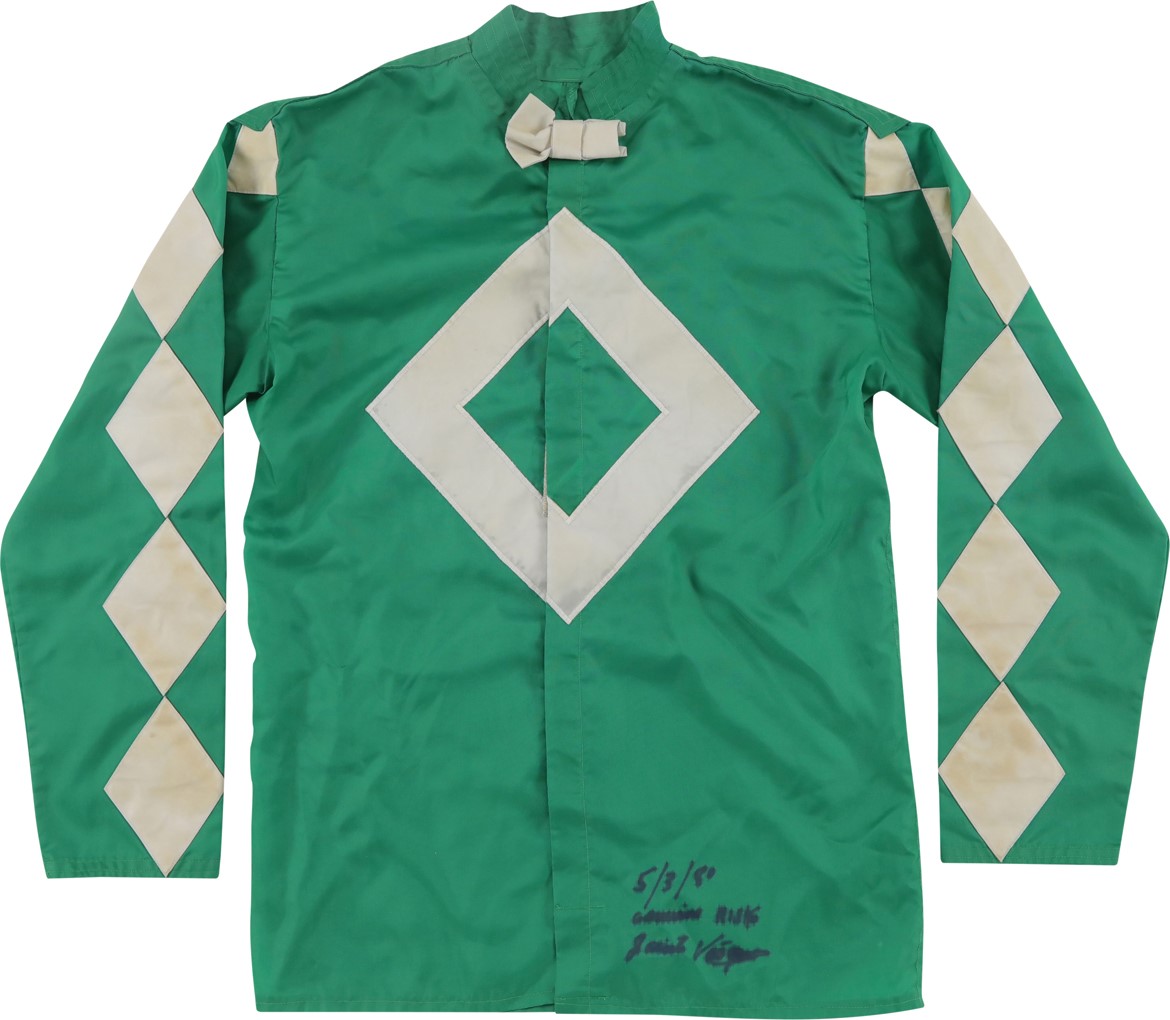 Horse Racing - "Genuine Risk" Race Worn Silks by Winning Jockey Jacinto Vasquez w/Proof of Vasquez Signing (Directly from Vasquez)