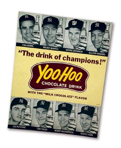 NY Yankees, Giants & Mets - 1964 New York Yankees Yoo-Hoo Cardboard Advertising Sign (11x14”)