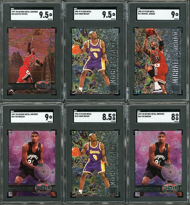 Basketball Cards - High Grade 1996-1998 Fleer & Skybox Metal Universe SGC Graded Collection with Michael Jordan & Kobe Bryant (6)