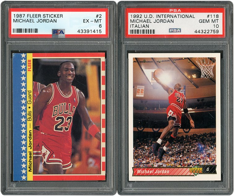 Basketball Cards - 1987 & 1992 Michael Jordan PSA Graded Pair