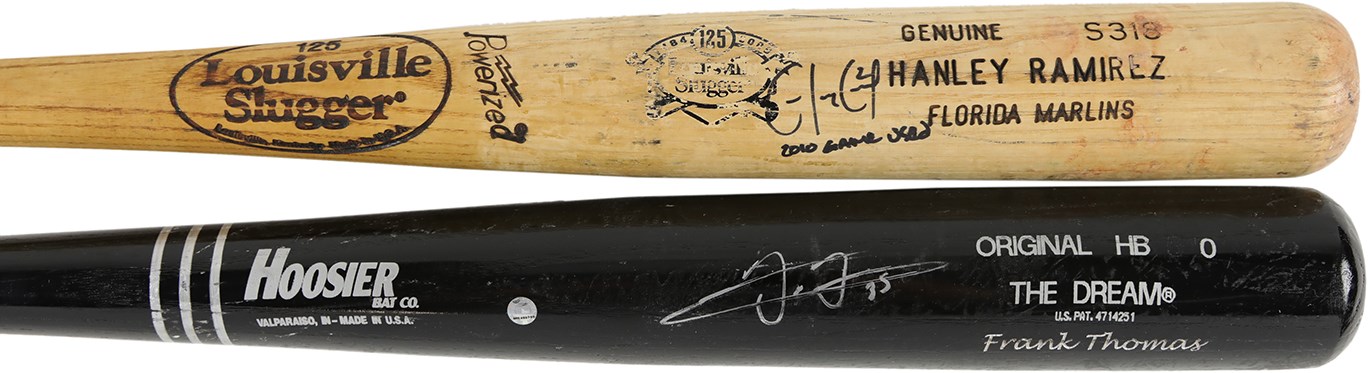 Baseball Equipment - Hanley Ramirez Signed Game Used Bat & Frank Thomas Signed Bat