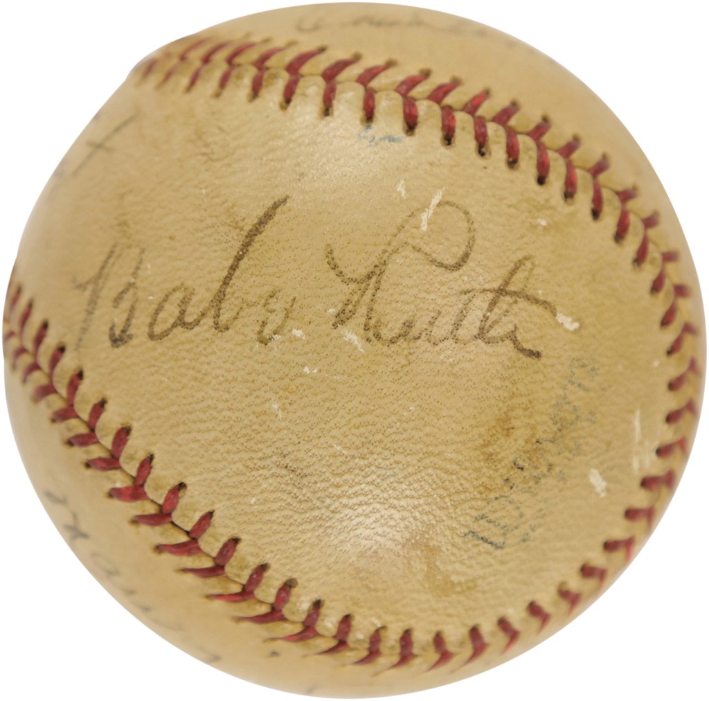 Ruth and Gehrig - Circa 1930 Babe Ruth Signed Baseball - Displays as Single Signed (PSA)