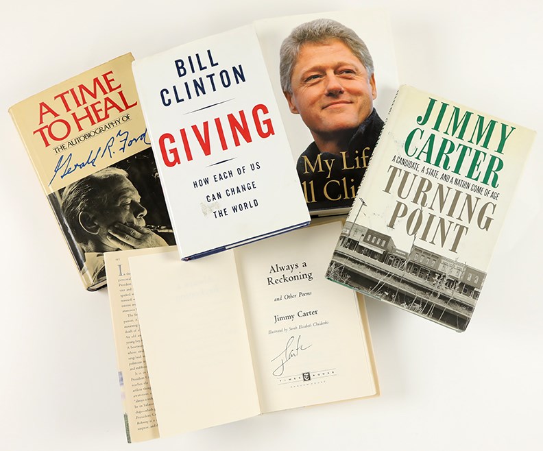 Five Presidents Signed Books - Clinton, Carter, Ford