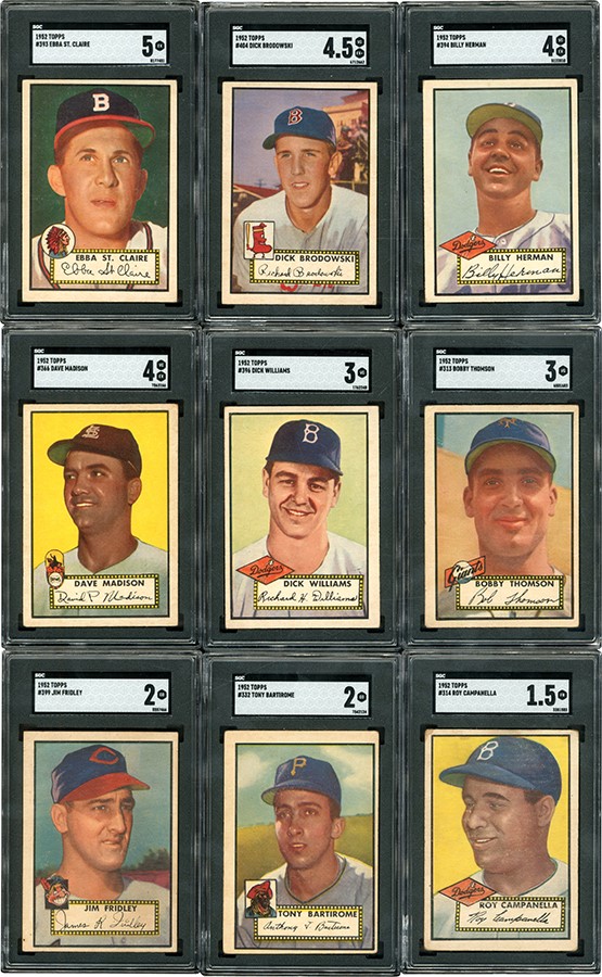 - 1952 Topps High Number Collection (39) with 9 SGC Graded
