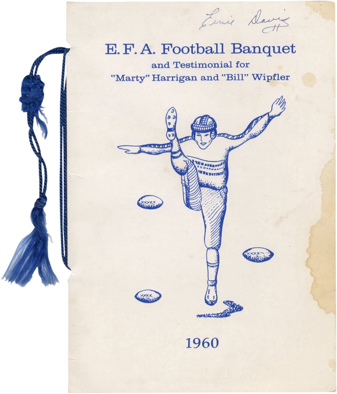 1960 Ernie Davis Signed Banquet Testimonial Program (PSA)