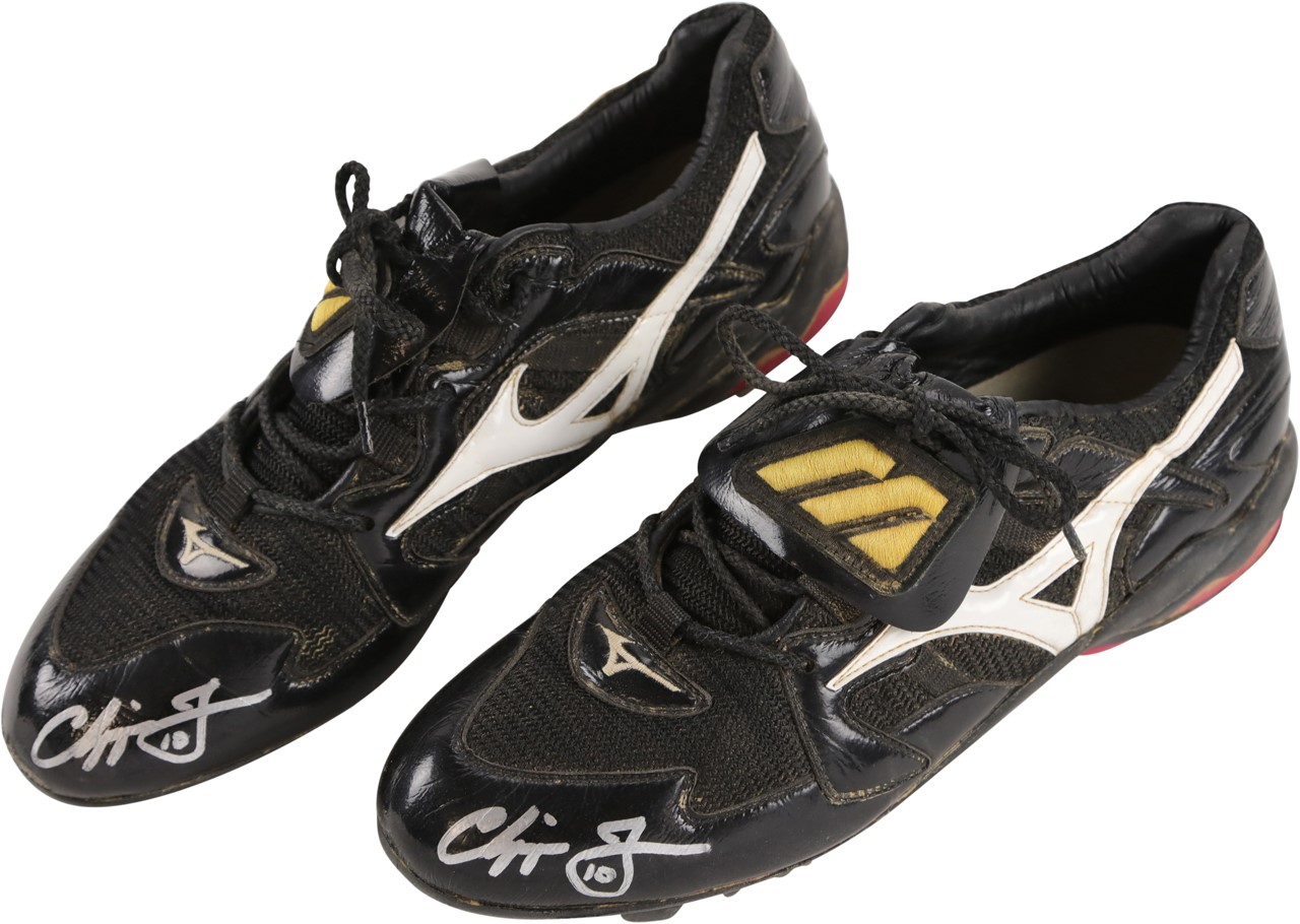 Baseball Equipment - 2001 Chipper Jones Signed Game Worn Mizuno Cleats Attributed to his 200th Home Run (Provenance)