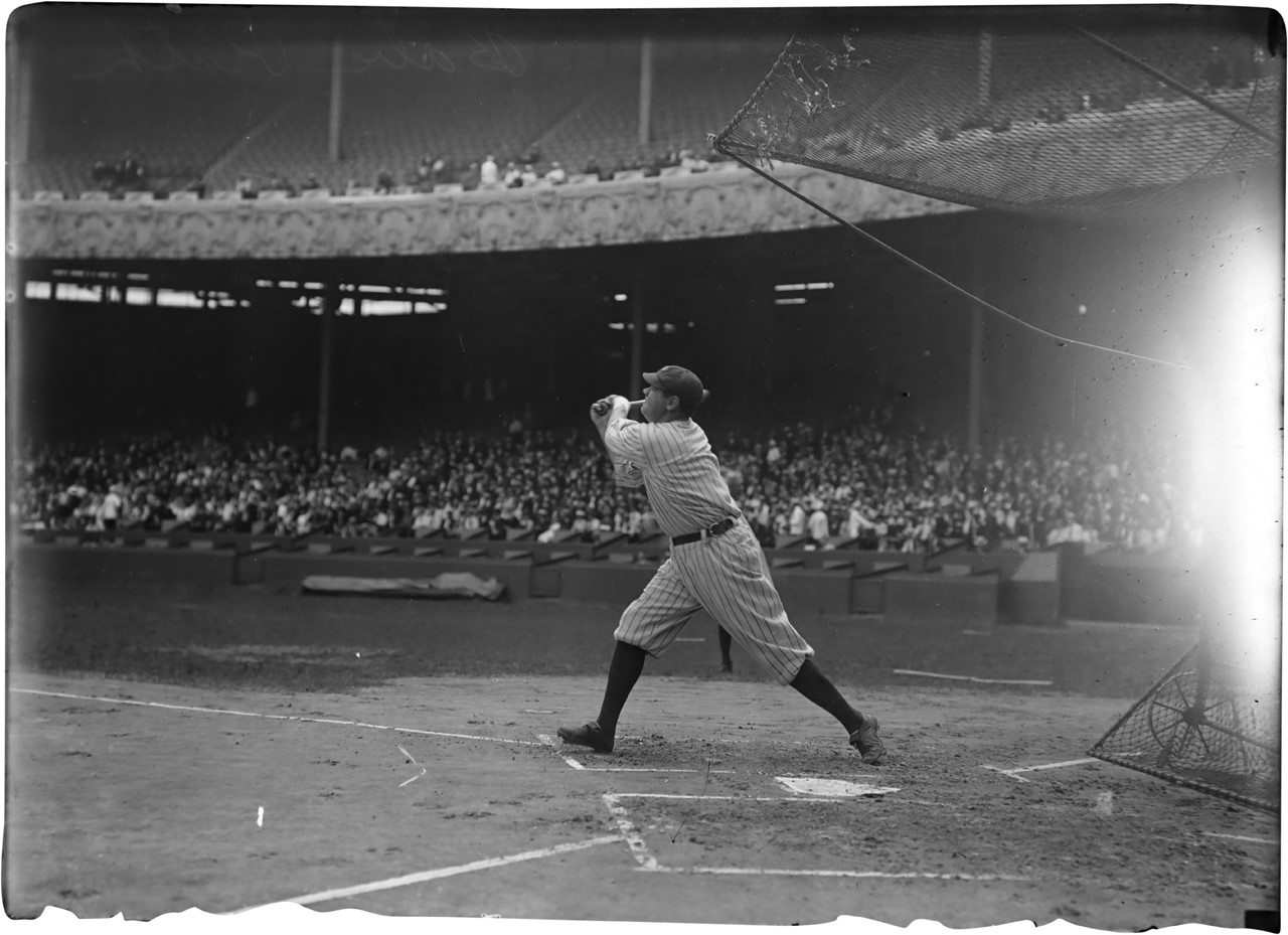 Babe Ruth Batting Glass Plate Negative