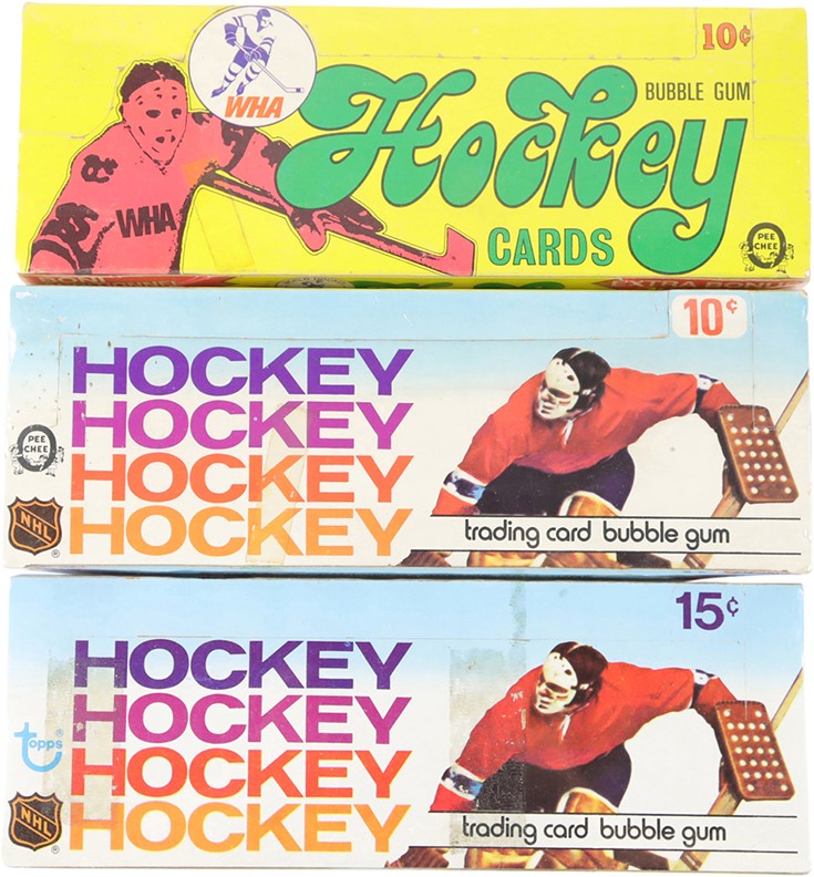 1974-75 Topps, O-Pee-Chee, and WHA Hockey Display Boxes (3)