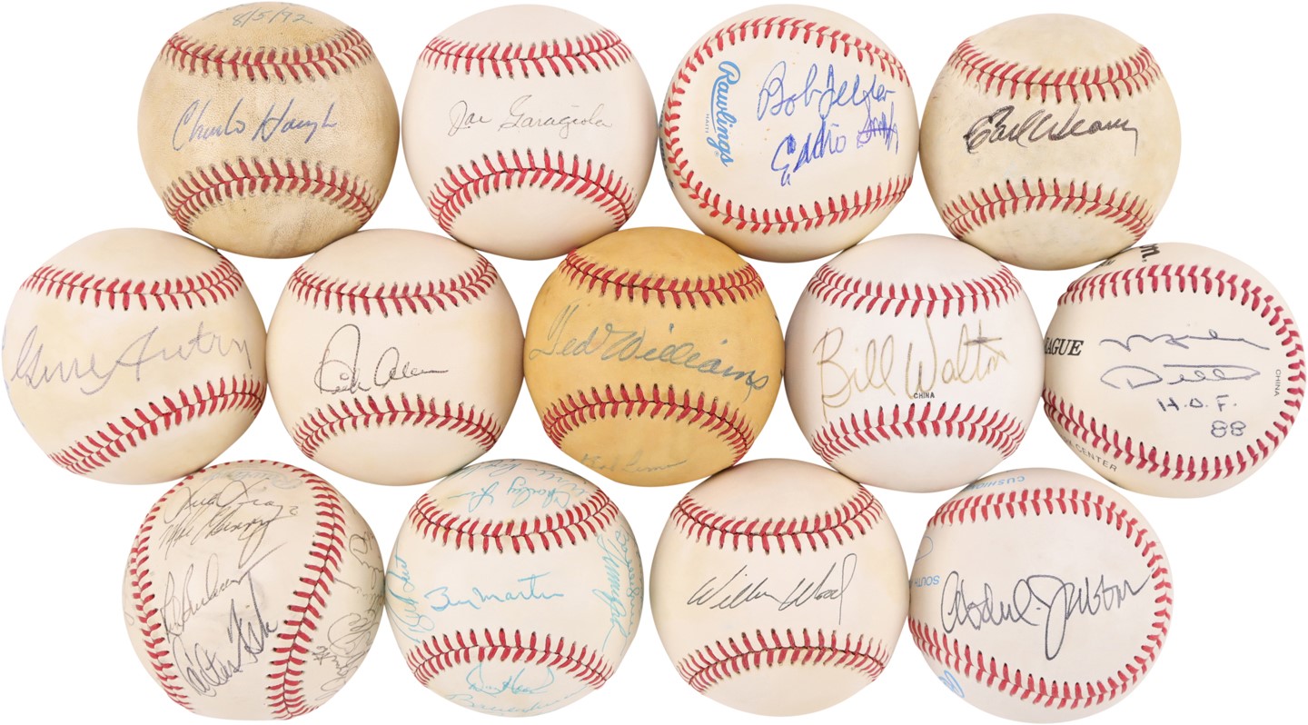 Baseball Autographs - Multi-Sport Signed Baseball Collection with Hall of Fame Legends (13)