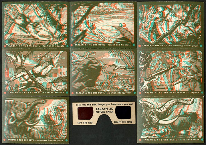 Non-Sports Cards - 1953 Topps Tarzan and the She Devil 3-D Complete Set (60) w/Glasses