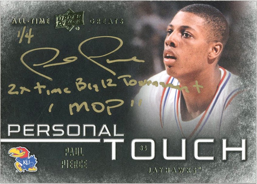 - 2013 UD All-Time Greats Personal Touch Paul Pierce Autograph with Inscription 1/4
