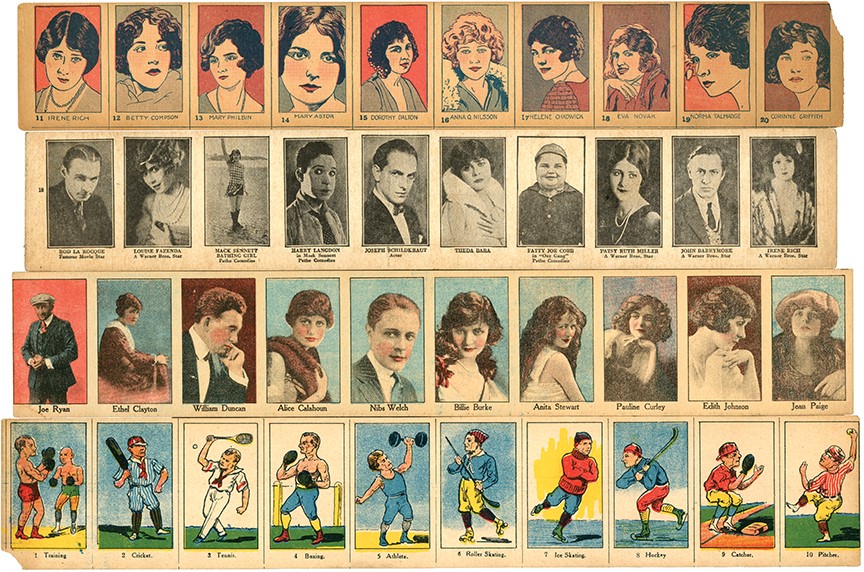 Non-Sports Cards - 1920s Silent Actors & Actresses Uncut Strip Cards (8)