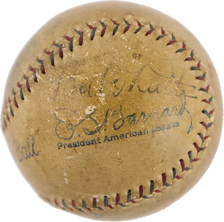 Ruth and Gehrig - Late 1920s Babe Ruth Signed Baseball (PSA)