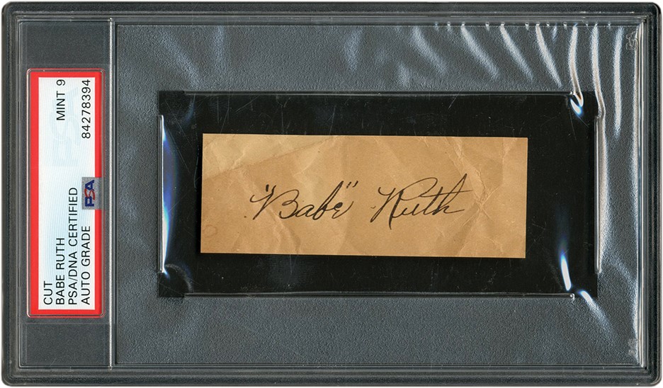 Ruth and Gehrig - Early 1920s Babe Ruth Signature (PSA MINT 9)