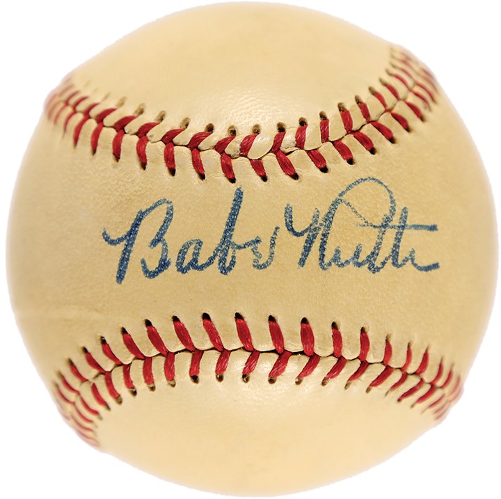 Ruth and Gehrig - Stunning 1948 Babe Ruth Single-Signed Baseball (PSA NM-MT 8 Signature)