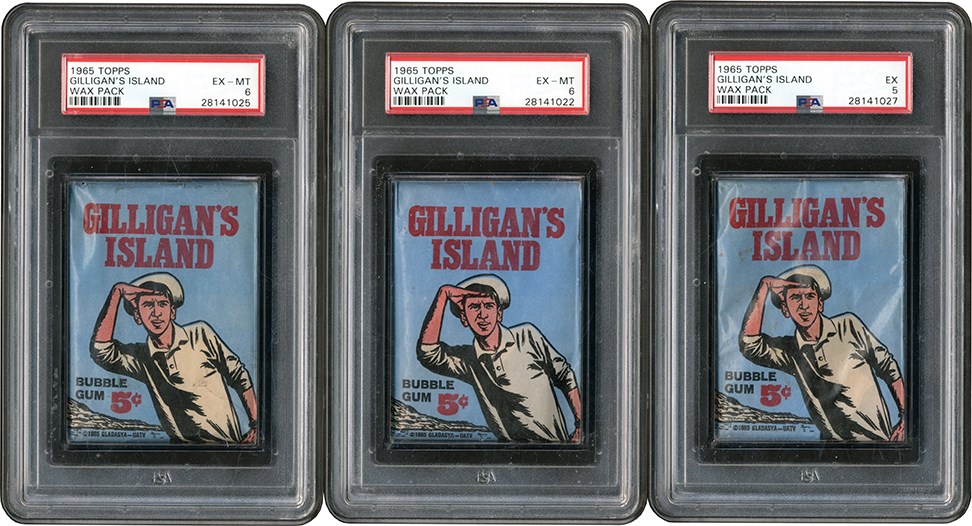 Non-Sports Cards - 1965 Topps Gilligan's Island PSA Graded Pack Trio - Three of the Nine Ever Graded by PSA
