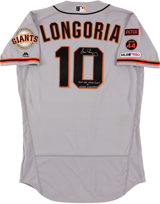 Baseball Equipment - August 15, 2019, Evan Longoria San Francisco Giants Game Worn Jersey w/3 Special Patches (MLB Authenticated)