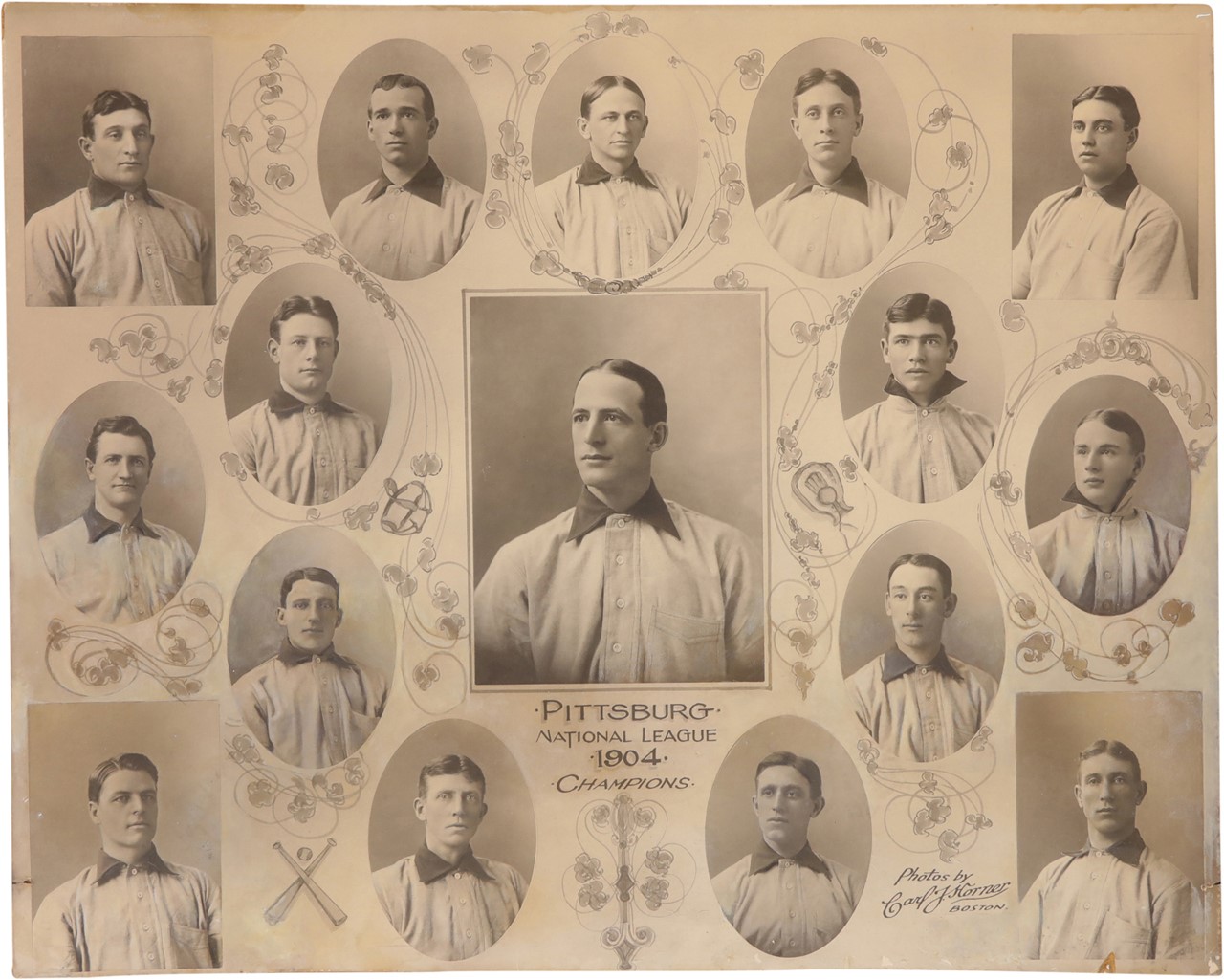 Clemente and Pittsburgh Pirates - 1904 Pittsburgh Pirates Team Composite Photograph by Carl Horner w/Honus Wagner T206 Image