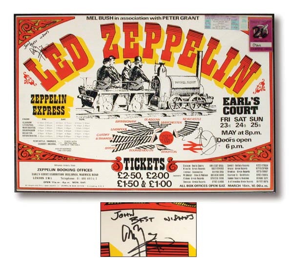 Led Zeppelin - Signed Led Zeppelin Concert Poster (Framed 33 x 24")