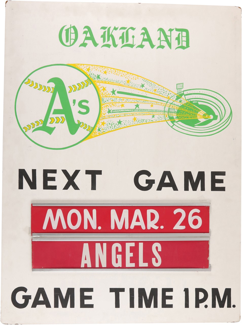 1970s Oakland Athletics "Next Game" Sign