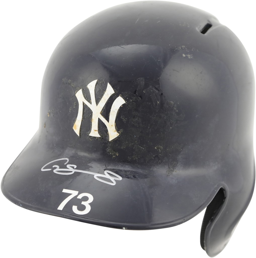 2015 Gary Sanchez MLB Debut Game Worn Helmet (Photo-Matched & MLB Auth.)