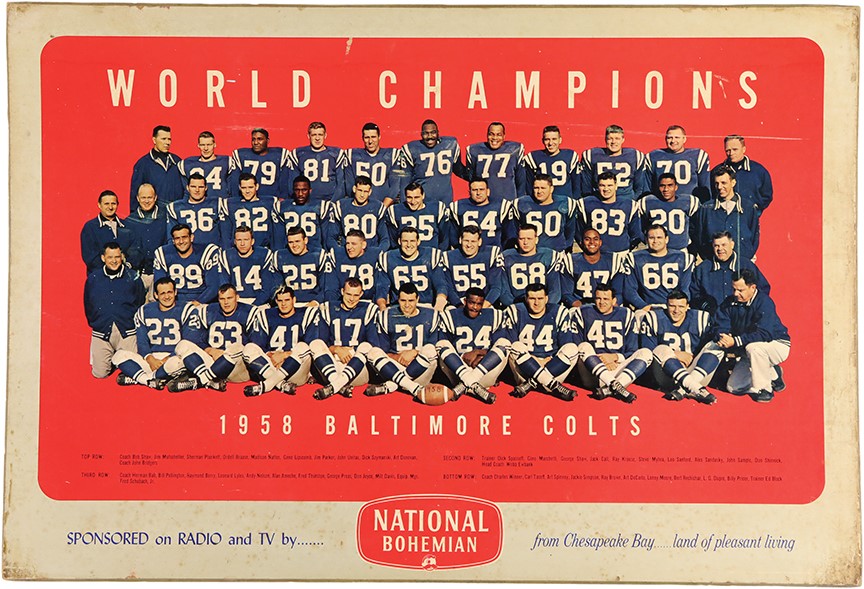 - 1958 Baltimore Colts World Champion National Bohemian Advertising Sign