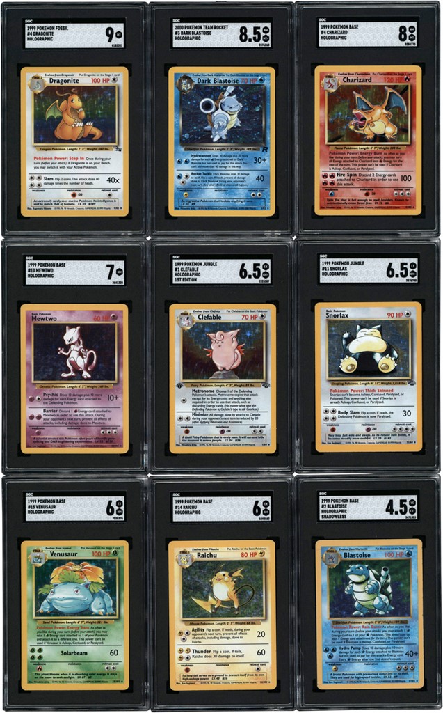 Non-Sports Cards - 1999 Pokemon First Generation Base, Jungle, Fossil, Team Rocket Complete and Near Set Collection with 1st Edition & Shadowless (284/310 Total Cards)