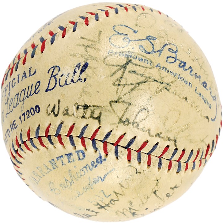 The Harry Heilmann Collection - 1930 Washington Senators Team-Signed Baseball w/Walter Johnson (PSA)