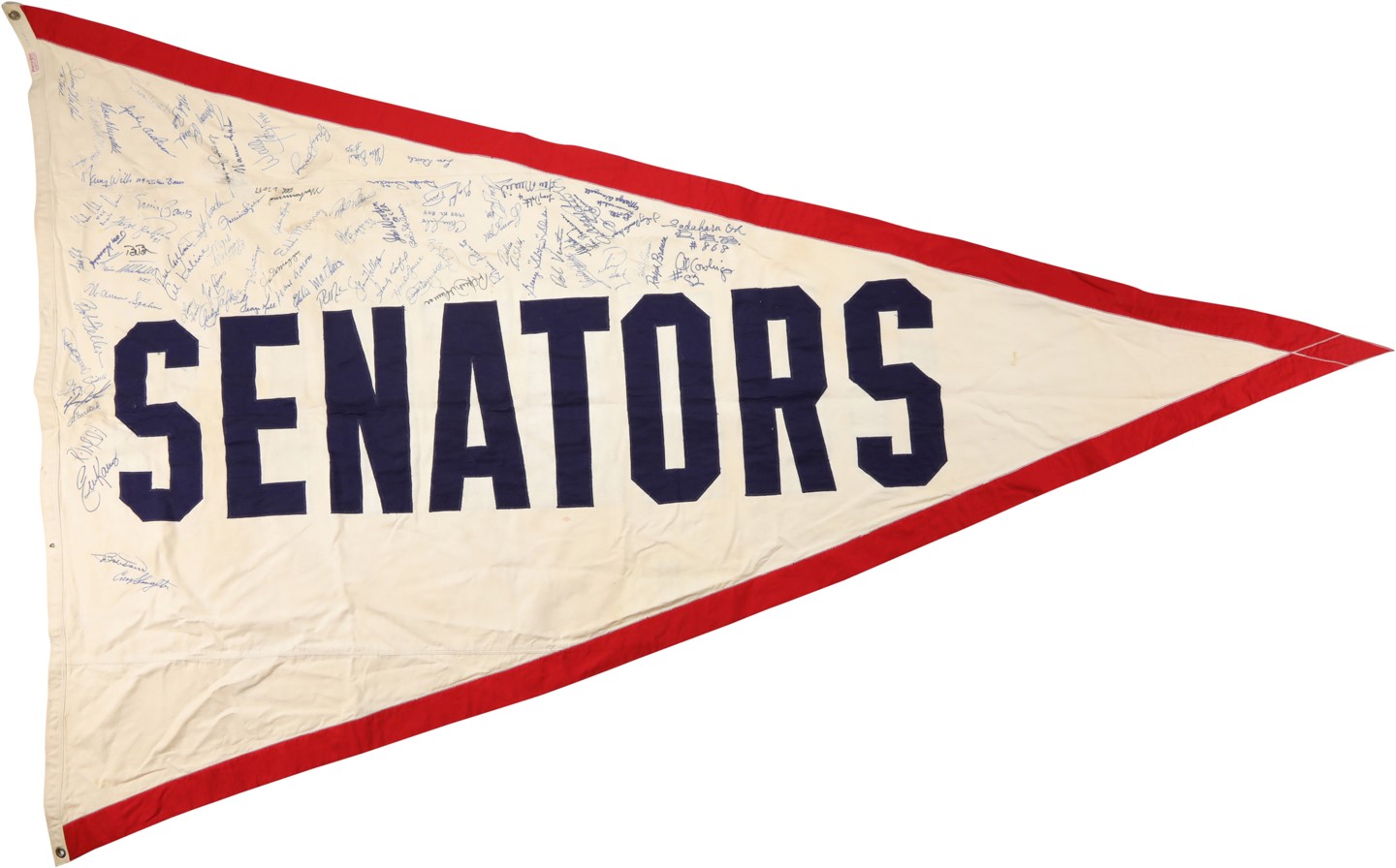 Baseball Autographs - 1960s Washington Senators Stadium Flag Signed by Appx. 50