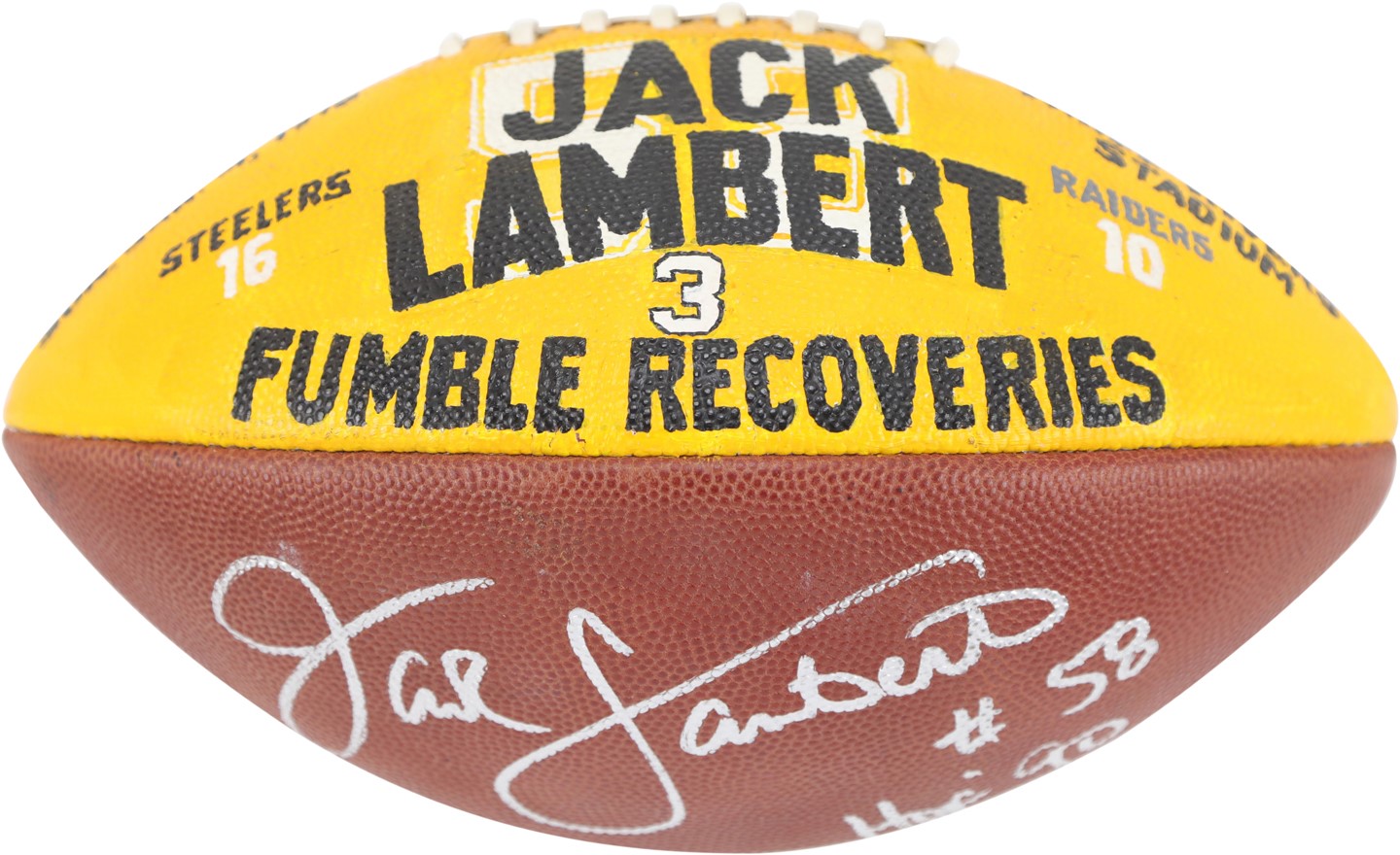 - January 4, 1976, Jack Lambert Three Fumble Recovery Game Football