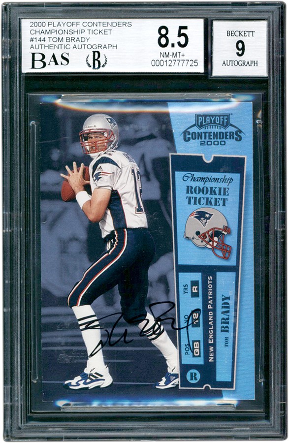 - 2000 Playoff Contenders Championship Rookie Ticket #144 Tom Brady Rookie Autograph 99/100 BGS NM-MT+ 8.5