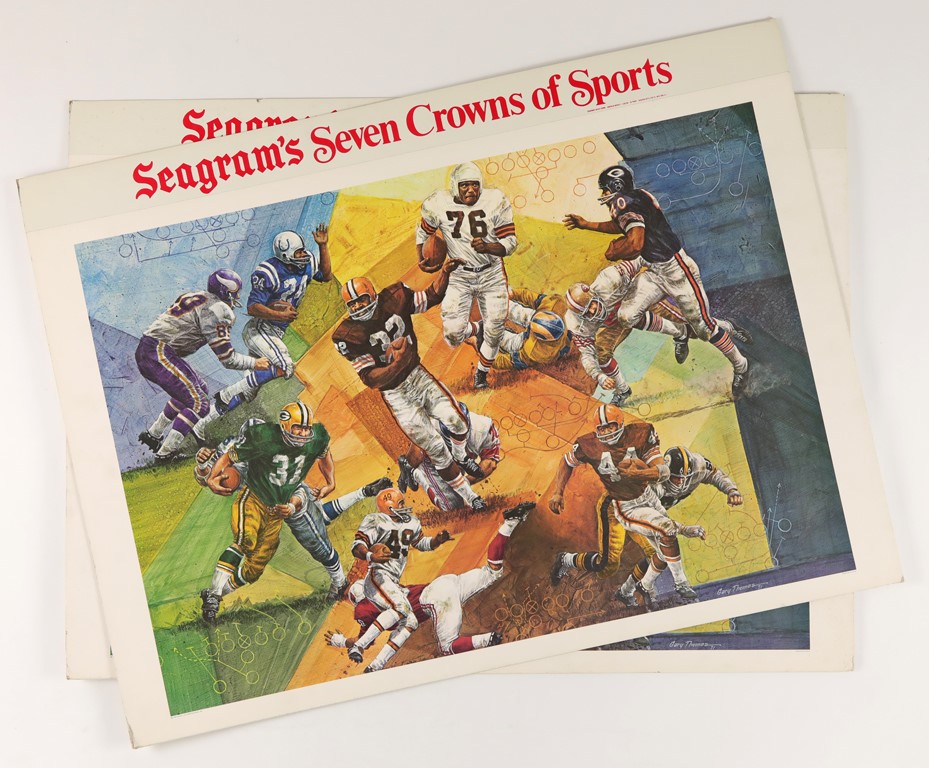 - 1971 Seagrams Seven Crowns of Sports Cardboard Advertising Signs (2)