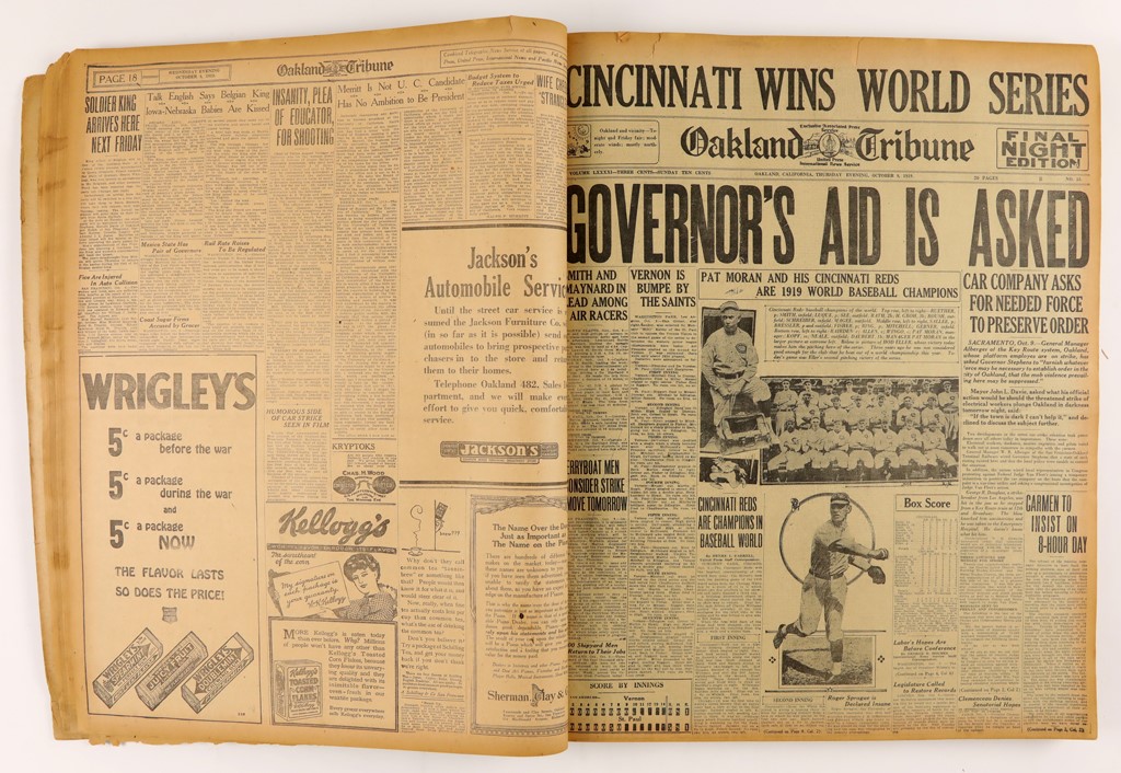 - 1919 World Series Newspaper Bound Volume - Rare Oakland Tribune