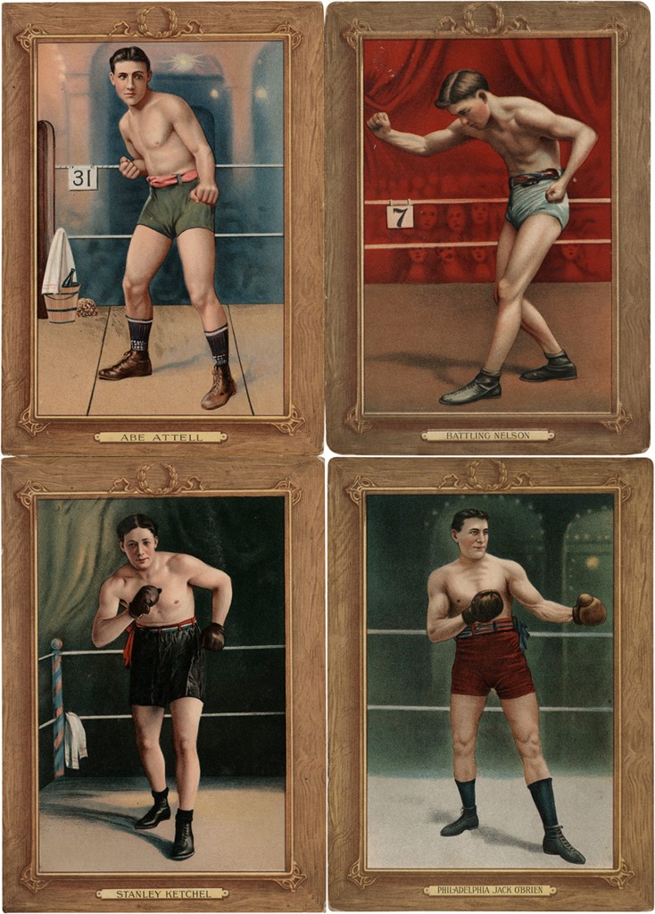 - 1910-1911 T9 Turkey Red Cabinet Card Boxers (9)