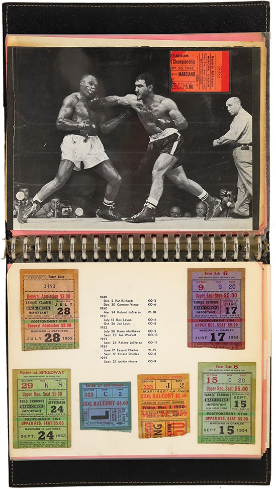 - 1940's-1950's Boxing Scrapbook w/ Tickets & Articles