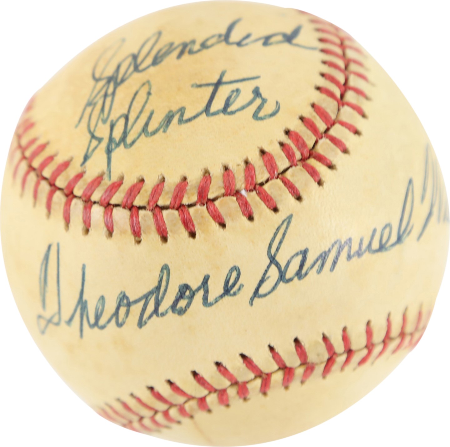 Baseball Autographs - Theodore Samuel Williams "Splendid Splinter" Multi Inscribed and Signed Baseball (PSA)