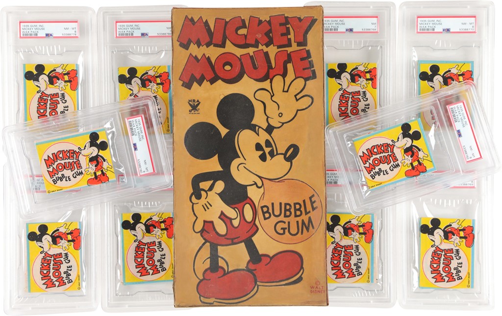- Circa 1935 Gum Inc. Mickey Mouse Display Box w/ 10 Unopened Wax Packs (PSA)