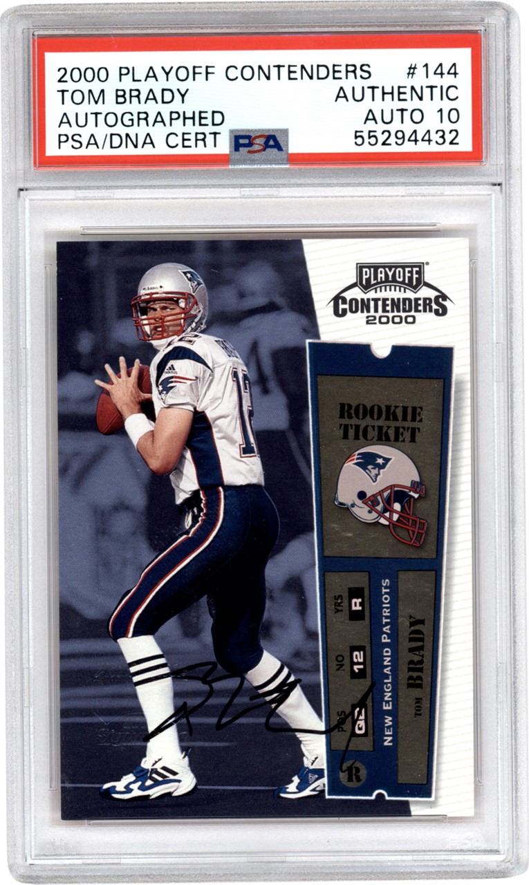 - 2000 Playoff Contenders #144 Tom Brady Rookie Ticket Autograph PSA Auth - Auto 10