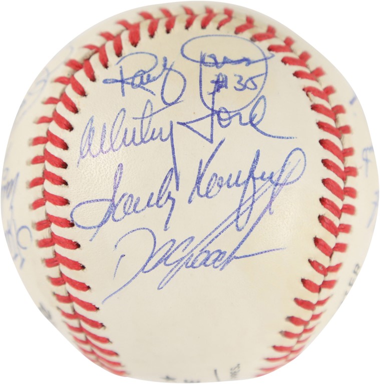 Baseball Autographs - Cy Young Winners Signed Baseball with Koufax (PSA)
