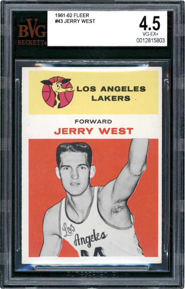 Basketball Cards - 1961 Fleer #43 Jerry West Rookie BVG VG-EX+ 4.5
