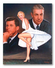 Joe DiMaggio Signed J.F.K., Marilyn & Joe Painting by Doo S. Oh (24x30")