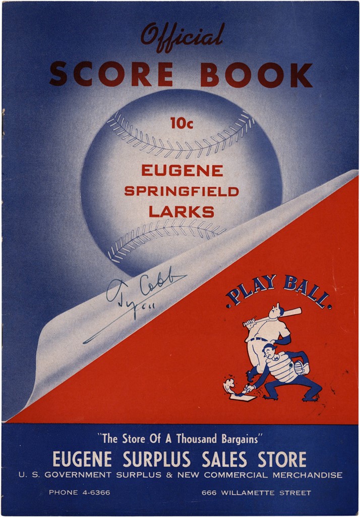 Baseball Autographs - 1950s Ty Cobb Signed Program (PSA)