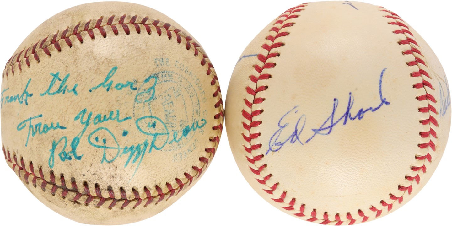 Baseball Autographs - Signed Baseballs to WWII Colonel Including Dizzy Dean