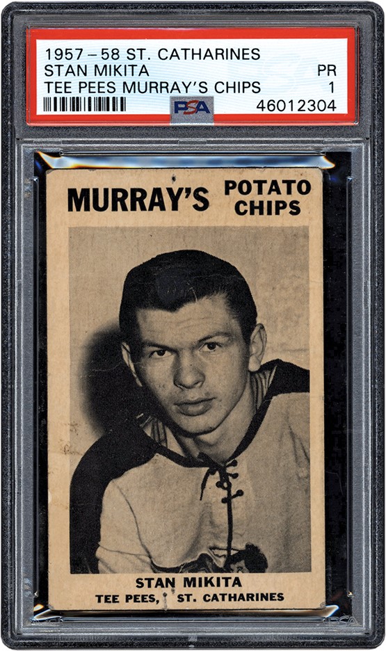 Hockey Cards - Rare 1957-1958 Murray's Potato Chips Stan Mikita St. Catharine's Tee Pees Pre-Rookie Card (PSA)