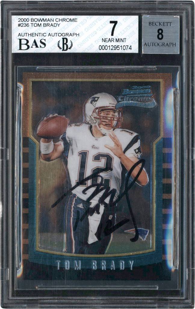 - 2000 Bowman Chrome #236 Tom Brady Signed Rookie - Obtained at "Make A Wish" Event BGS NM 7 - Auto 8