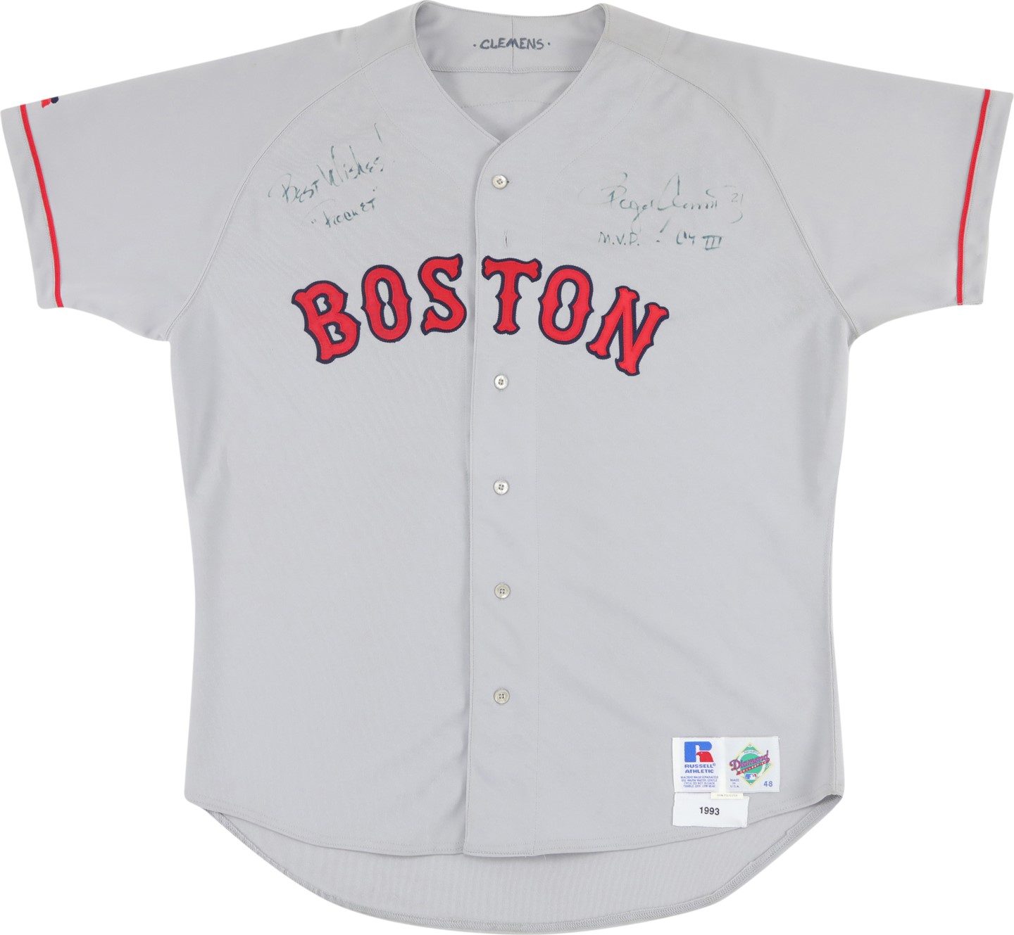 Baseball Equipment - 1993 Roger Clemens Boston Red Sox Signed Game Worn Jersey