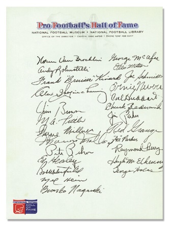 - Late 1960’s Pro Football Hall of Fame Signed Letterhead