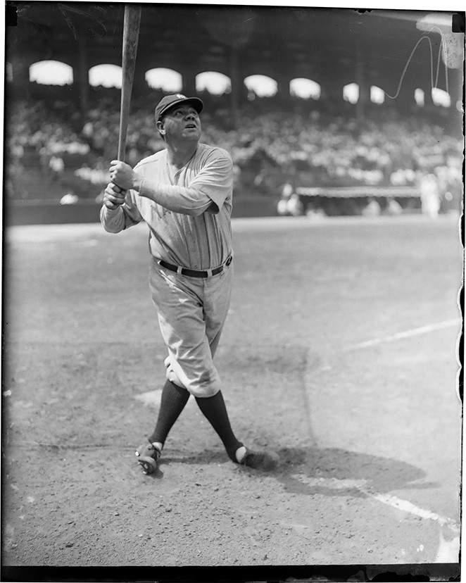 Babe Ruth "Swinging" Original Glass Plate Negative Used for 1948 Hall of Fame Exhibit